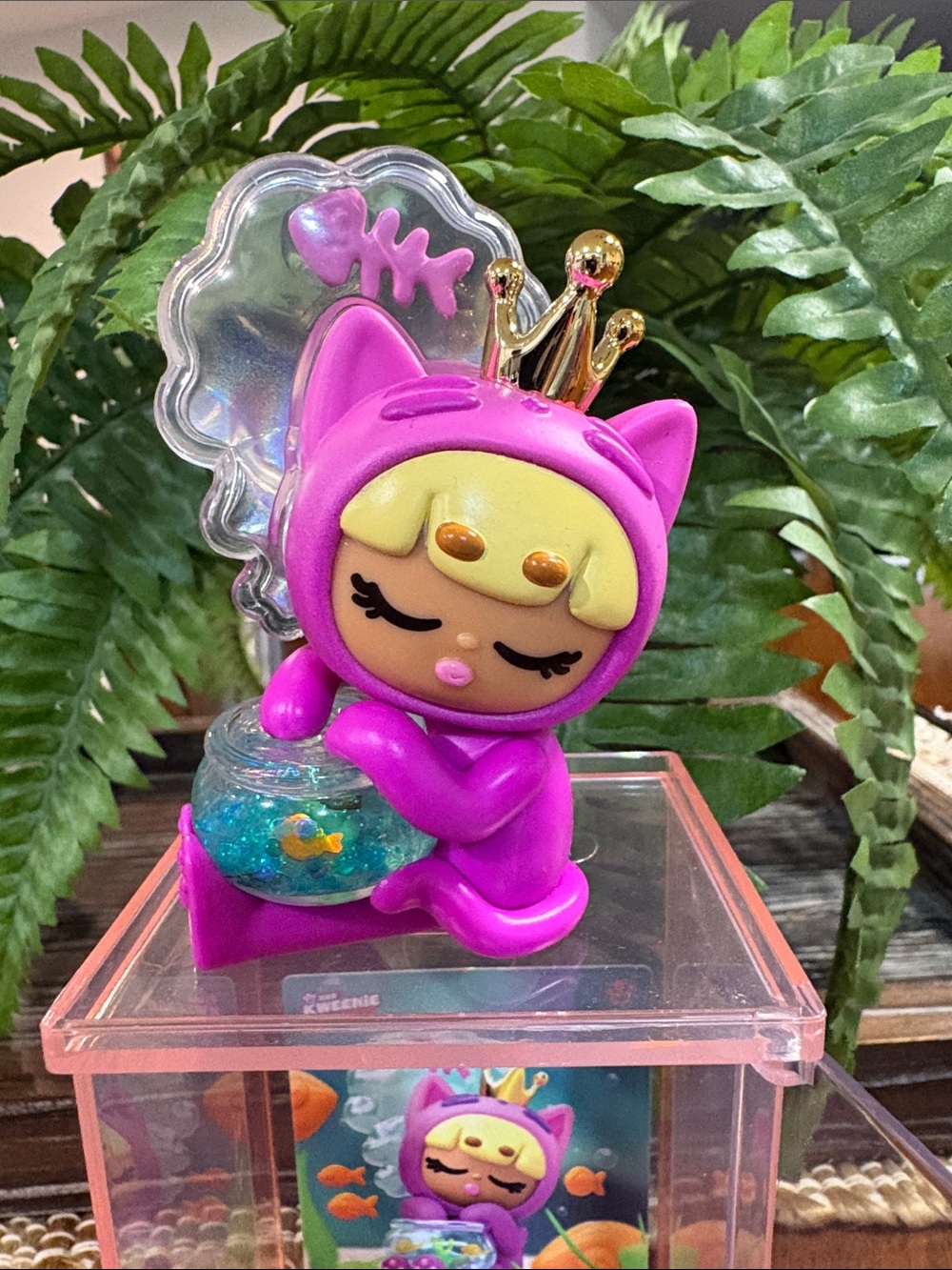 Purple Cat Hooded Figurine with Gold Crown Kids Playset